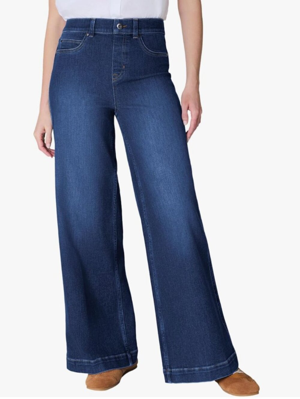 SPANXshape™ Orig EveryWear Cropped Wide Leg Jeans | Authentic Blue Petite / L